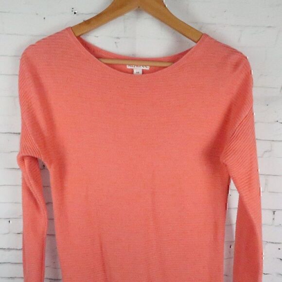 MERONA PEACH PINK ROUND NECK LONG SLEEVE SWEATER KNIT MIDI DRESS SIZE XS - Picture 4 of 9